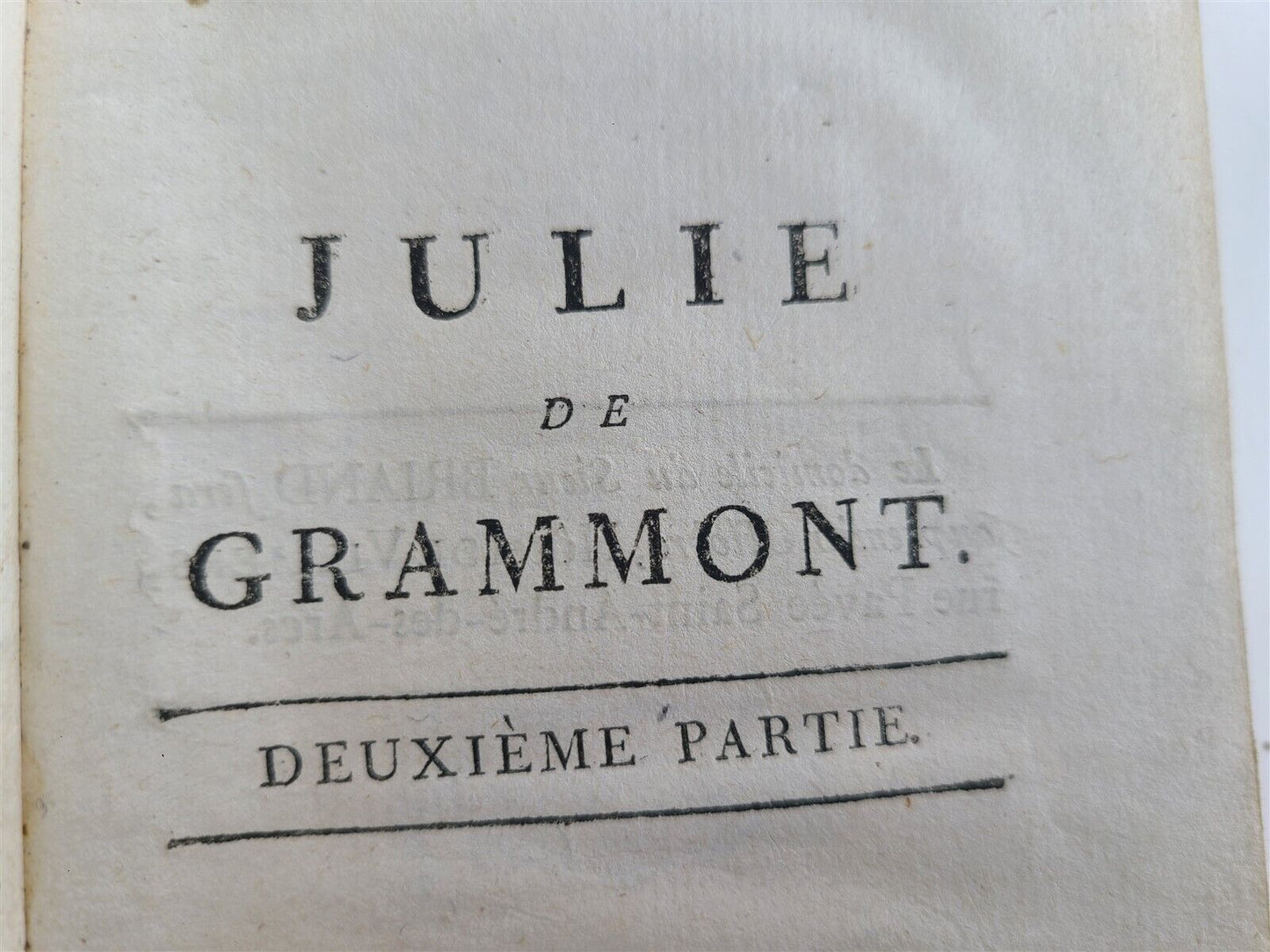 1788 JULIE de GRAMMONT in FRENCH antique VOL. II