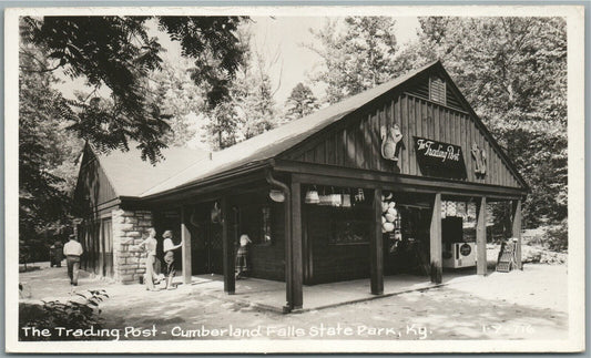 CUMBERLAND FALLS STATE PARK KY TRADING POST VINTAGE REAL PHOTO POSTCARD RPPC