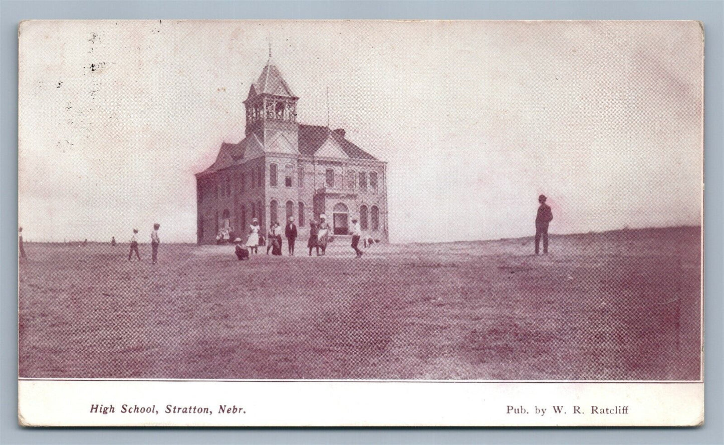 STRATTON NE HIGH SCHOOL 1909 ANTIQUE POSTCARD