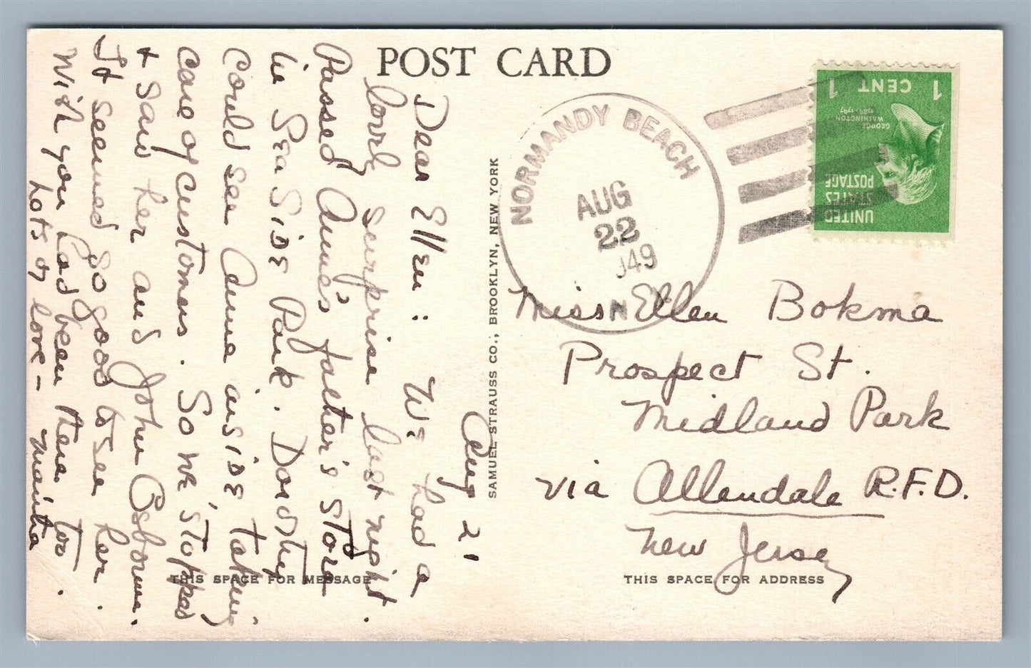 BARNEGAT BAY NJ SAILING VINTAGE POSTCARD