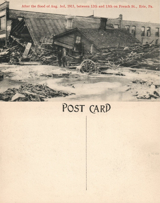 ERIE PA AFTER THE 1915 FLOOD BETWEEN 12 & 13th on FRENCH STREET ANTIQUE POSTCARD