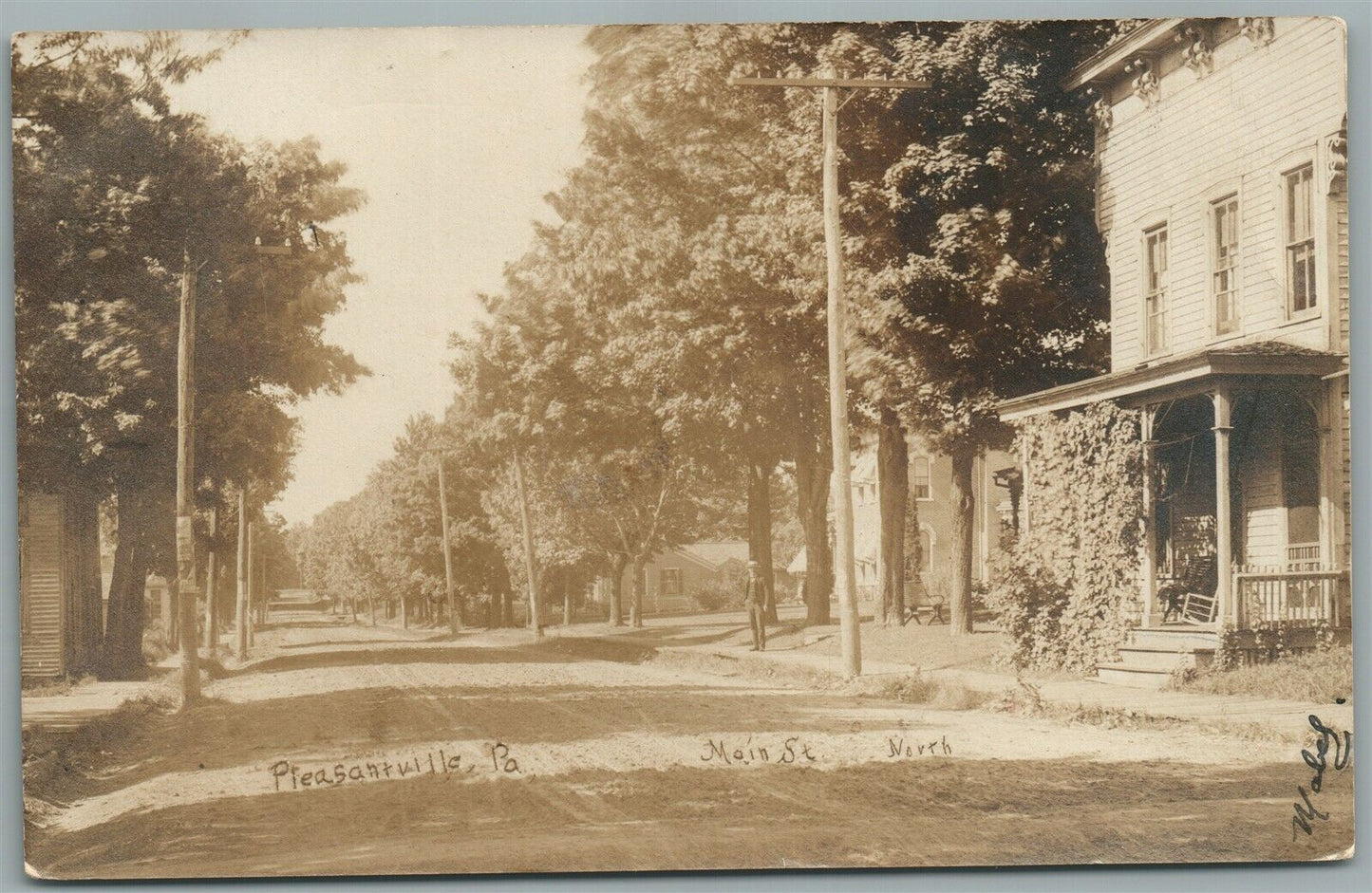 PLEASANTVILLE PA MAIN STREET ANTIQUE REAL PHOTO POSTCARD RPPC