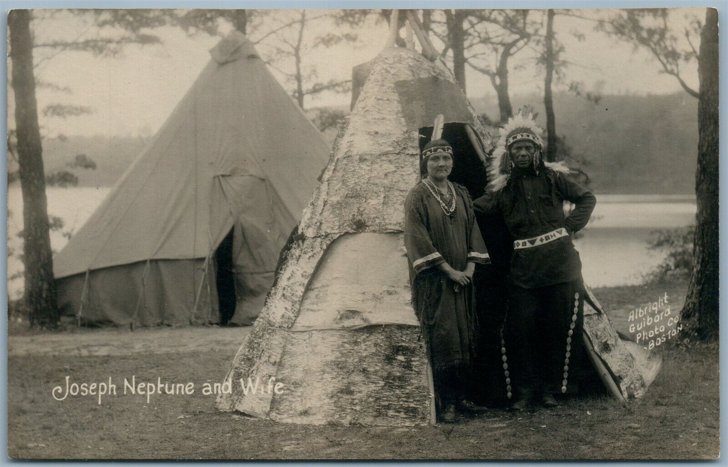 INDIAN CHIEF JOSEPH NEPTUNE ANTIQUE REAL PHOTO PC RPPC ALBRIGHT GUIBORD BOSTON