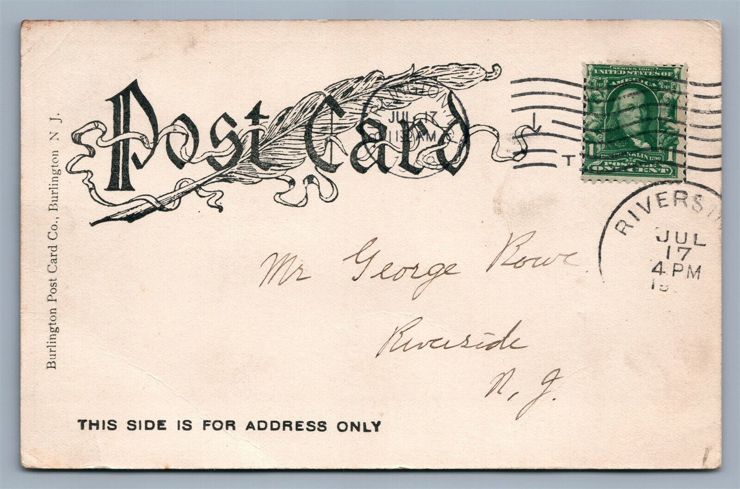 BURLINGTON NJ ST.MARY'S CHURCH ANTIQUE POSTCARD