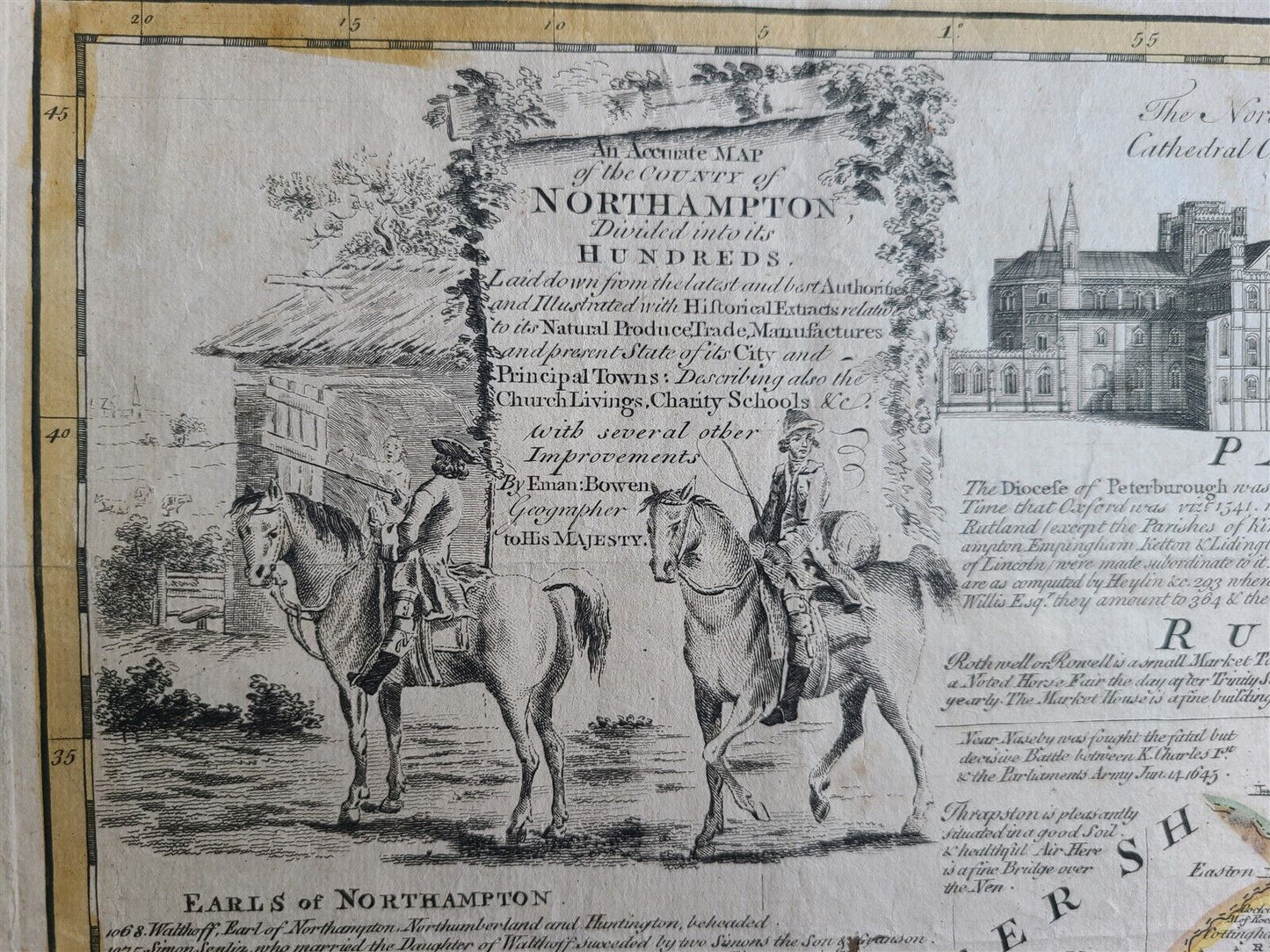 1764 ACCURATE MAP OF THE COUNTY OF NORTHAMPTON antique 17.5 x 21.5" 18th CENTURY