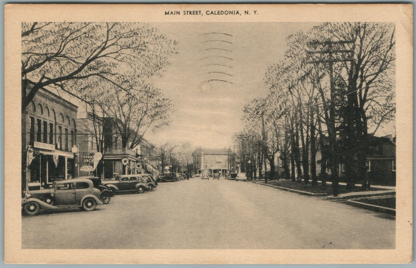 CALEDONIA NY MAIN STREET VINTAGE POSTCARD