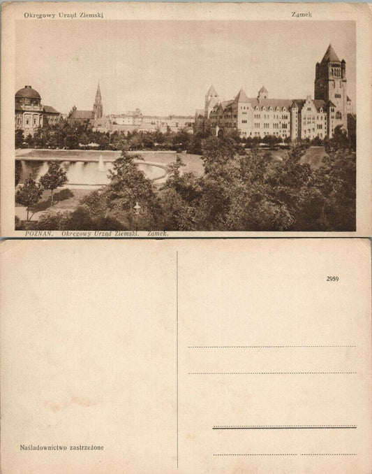 VINTAGE POLISH POSTCARD OKEGOWY URZAD ZIEMSKI ZAMEK POZNAN POLAND