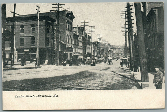 POTTSVILLE PA CENTRE STREET ANTIQUE POSTCARD