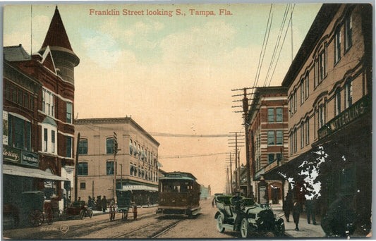 TAMPA FL FRANKLIN STREET LOOKING SOUTH ANTIQUE POSTCARD