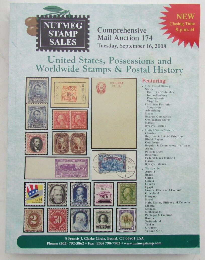 US POSSESSIONS & WORLDWIDE STAMPS 2008 NUTMEG AUCTION CATALOG