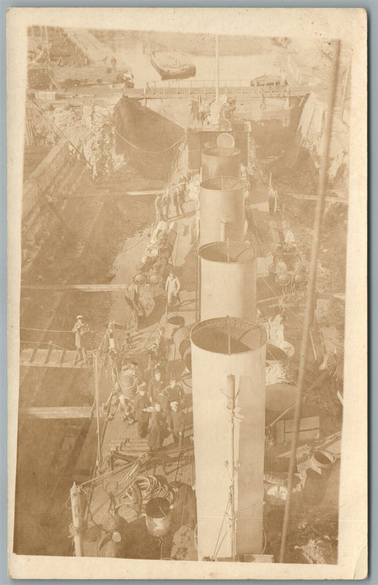 US MILITARY SHIP WWI ERA ANTIQUE REAL PHOTO POSTCARD RPPC