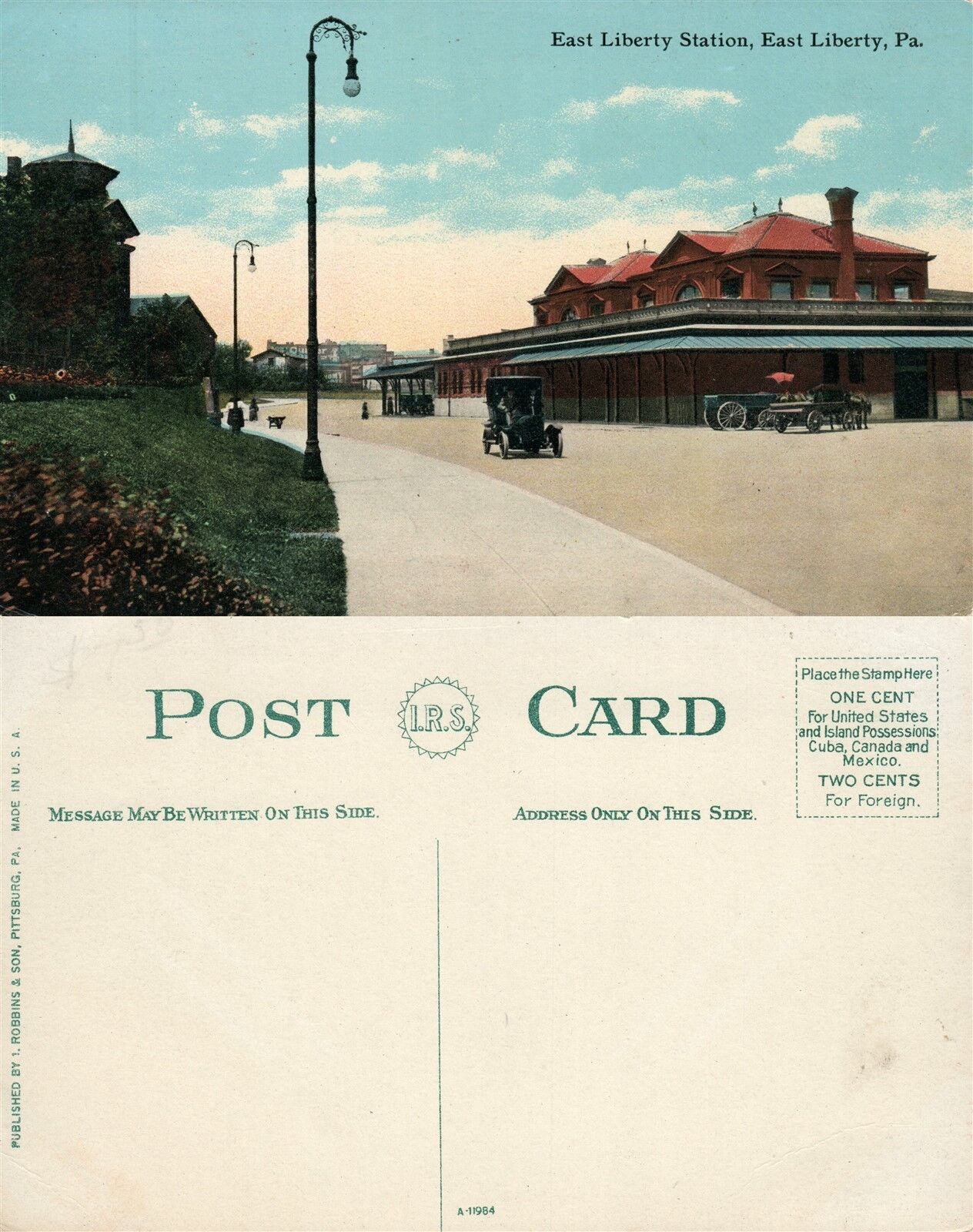 EAST LIBERTY PA RAILROAD STATION ANTIQUE POSTCARD railway train depot