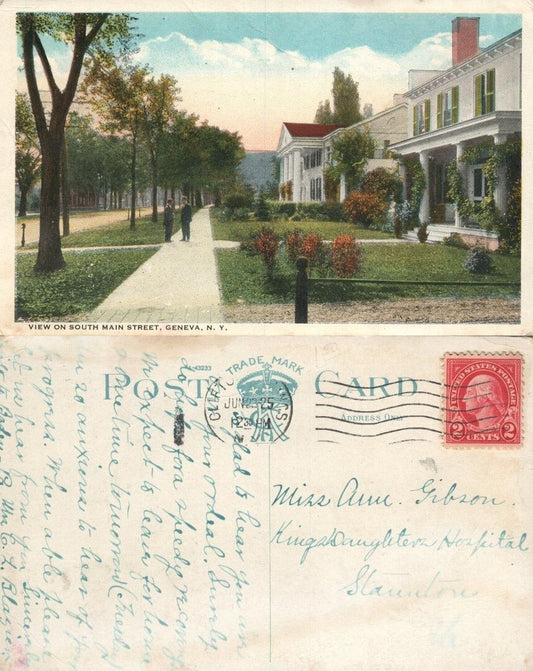 GENEVA N.Y. SOUTH MAIN STREET ANTIQUE POSTCARD