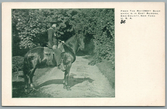 EAST AURORA NY HORSEMAN ROYCROFT LIBRARY ANTIQUE POSTCARD PRIVATE MAILING