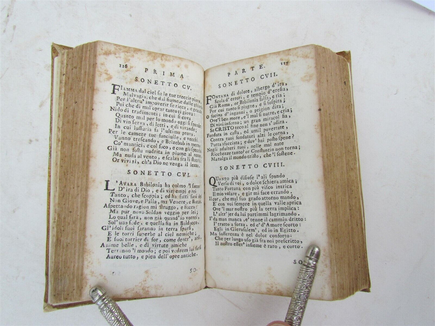 1739 POETRY by PETRARCH antique VELLUM BOUND book LE RIME DI FRANCESCO PETRARCA