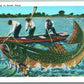 EXAGGERATED FISHING VINTAGE POSTCARD