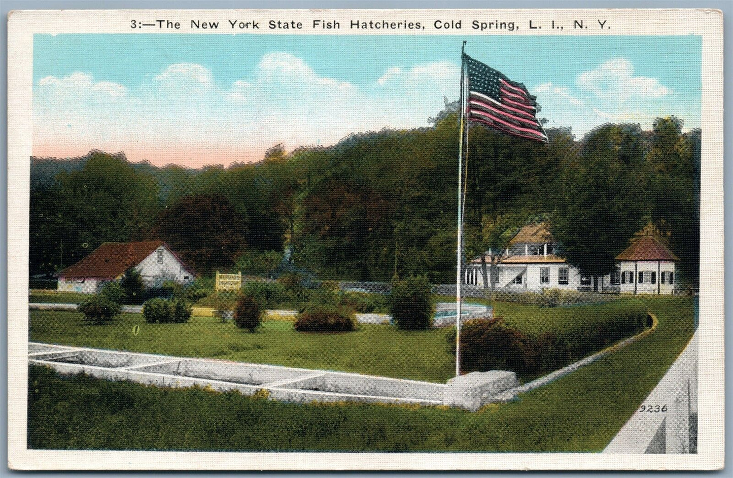 COLD SPRING LONG ISLAND NY STATE FISH HATCHERIES ANTIQUE POSTCARD