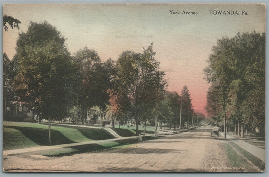 TOWANDA PA YORK AVENUE ANTIQUE POSTCARD