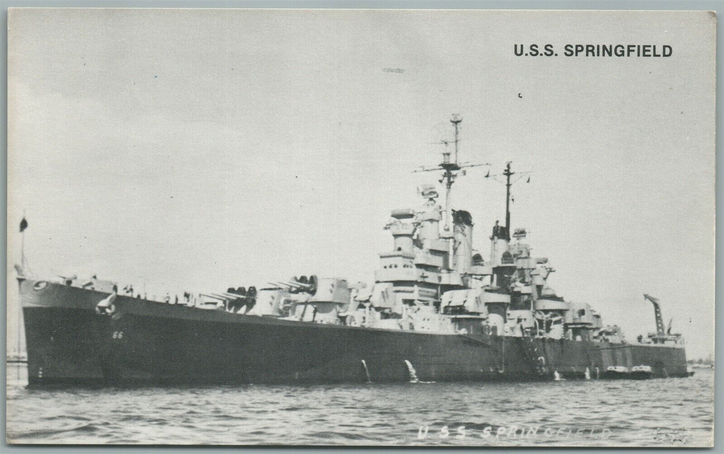 MILITARY SHIP USS SPRINGFIELD ANTIQUE POSTCARD