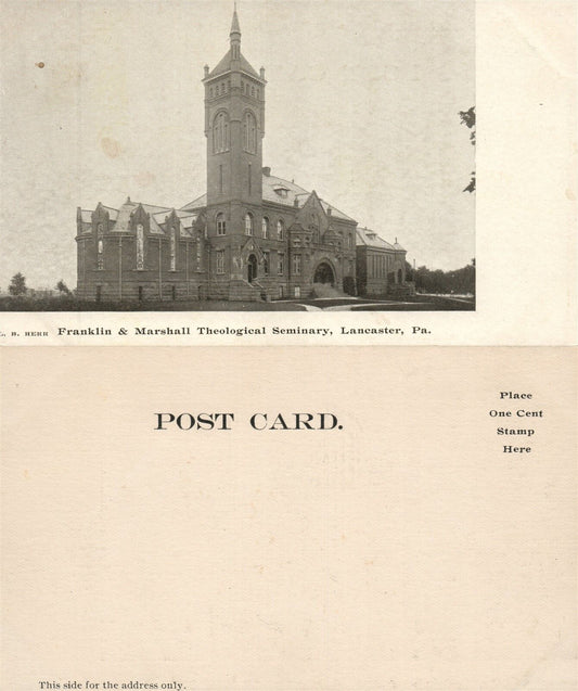 LANCASTER PA FRANKLIN & MARSHALL SEMINARY UNDIVIDED ANTIQUE POSTCARD