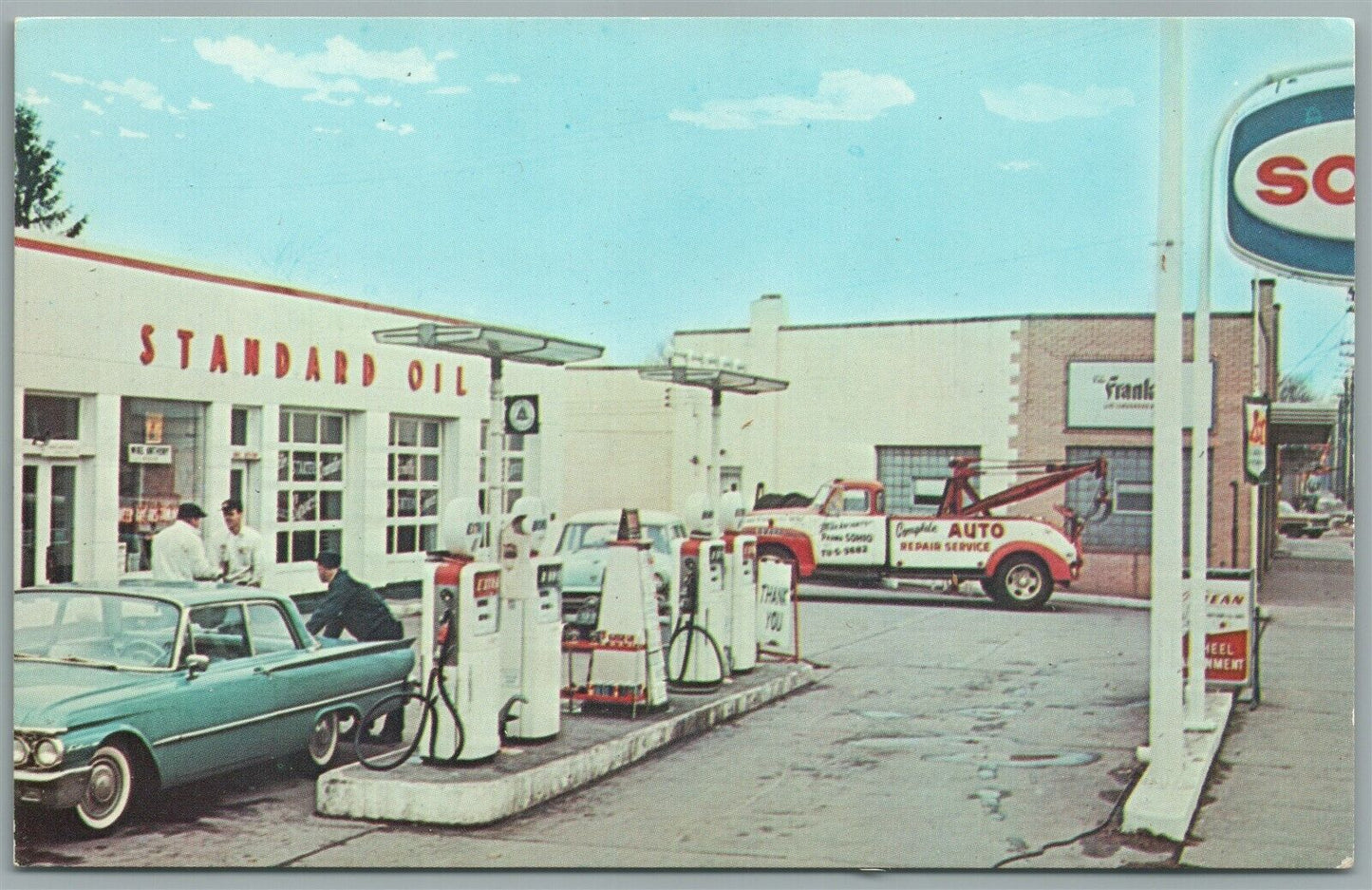 PARMA OH STANDARD OIL GAS STATION VINTAGE POSTCARD