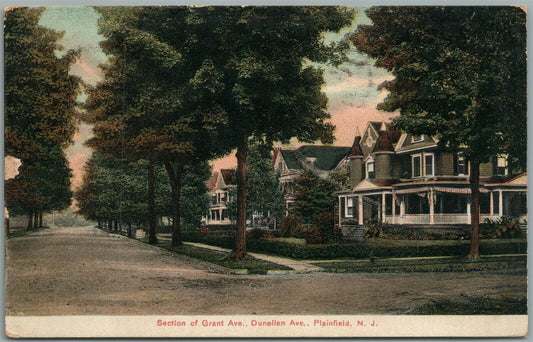 PLAINFIELD NJ GRANT & DUNNELEN AVENUE ANTIQUE POSTCARD