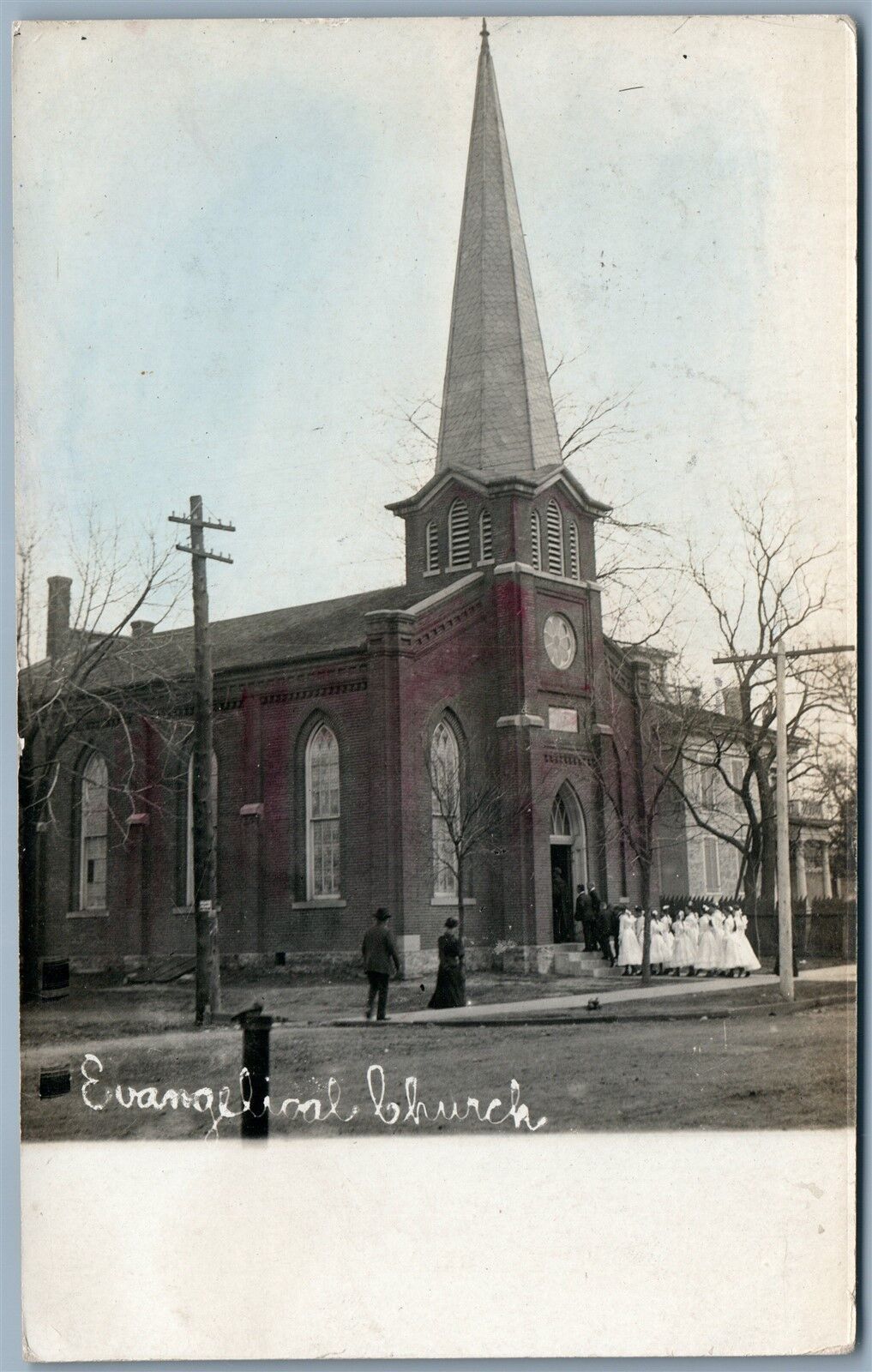 JAMESTOWN NY EVANGELICAL CHURCH 1907 ANTIQUE REAL PHOTO POSTCARD RPPC