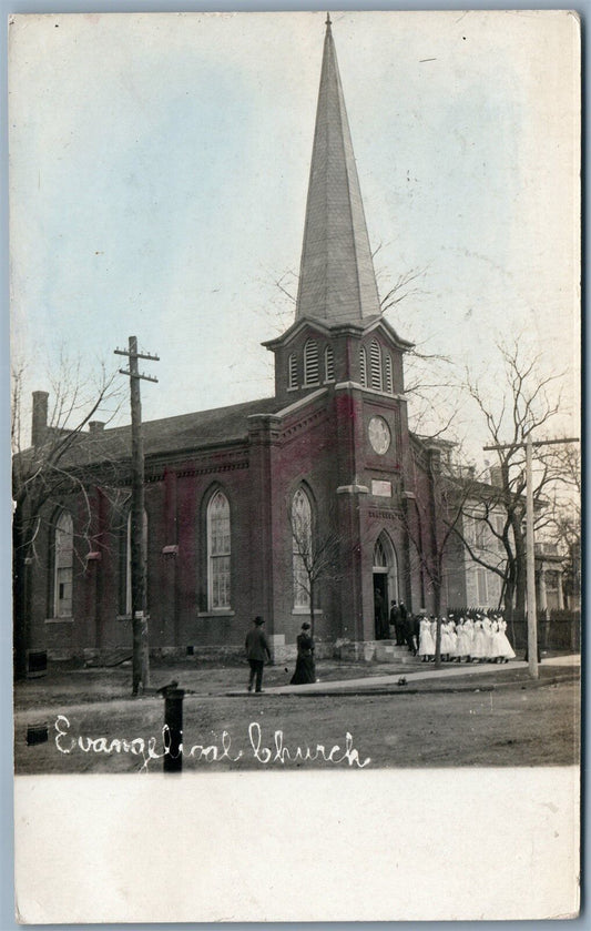 JAMESTOWN NY EVANGELICAL CHURCH 1907 ANTIQUE REAL PHOTO POSTCARD RPPC