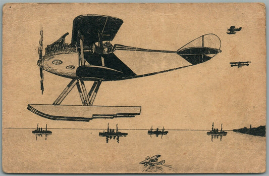 WWI ERA EARLY AVIATION HYDROPLANE ANTIQUE POSTCARD