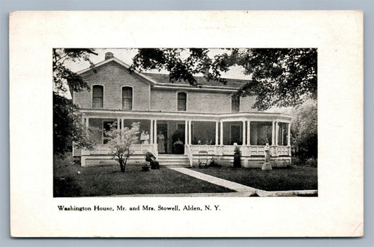 ALDEN NY WASHINGTON HOUSE Mr. & Mrs. STOWELL ANTIQUE POSTCARD