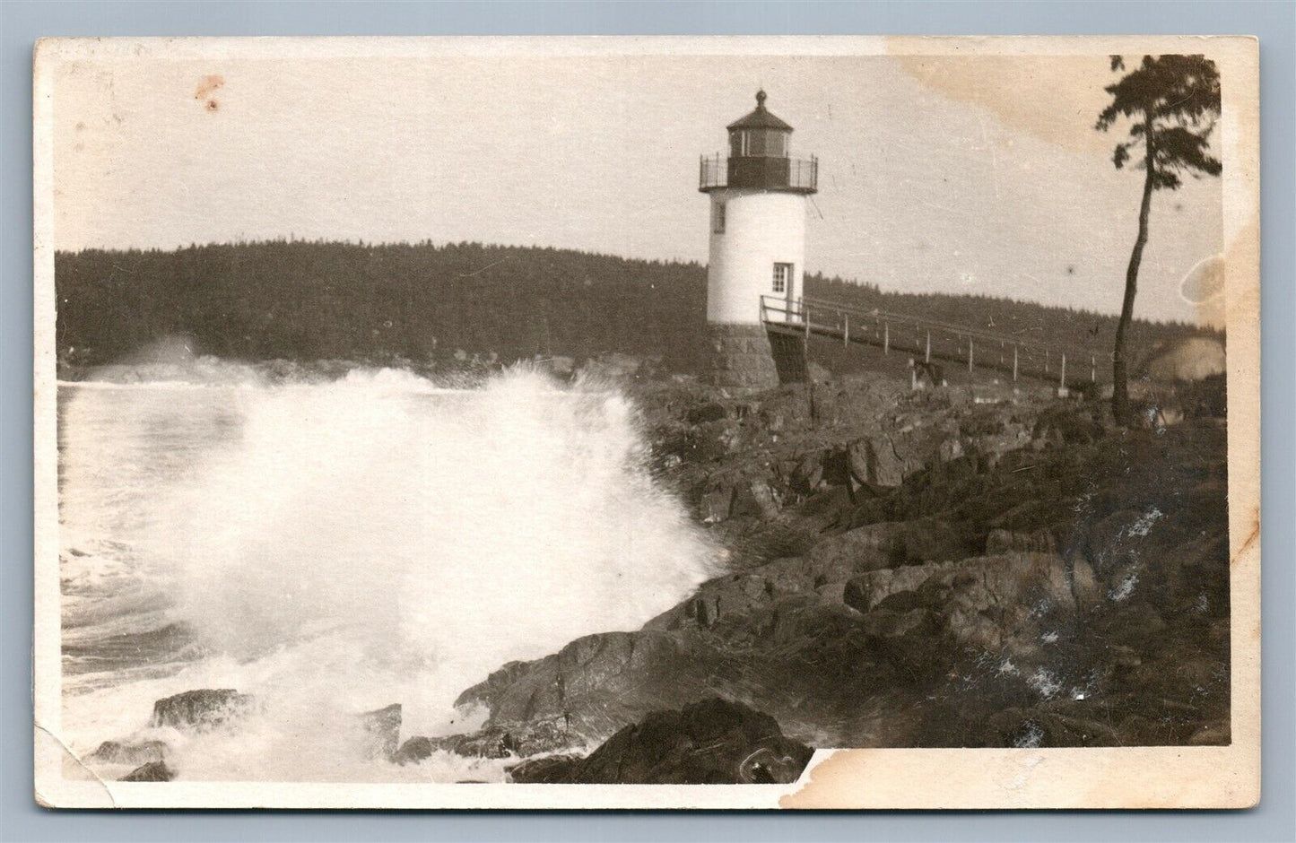 LIGHTHOUSE UNIDENTIFIED SCENE ANTIQUE REAL PHOTO POSTCARD RPPC