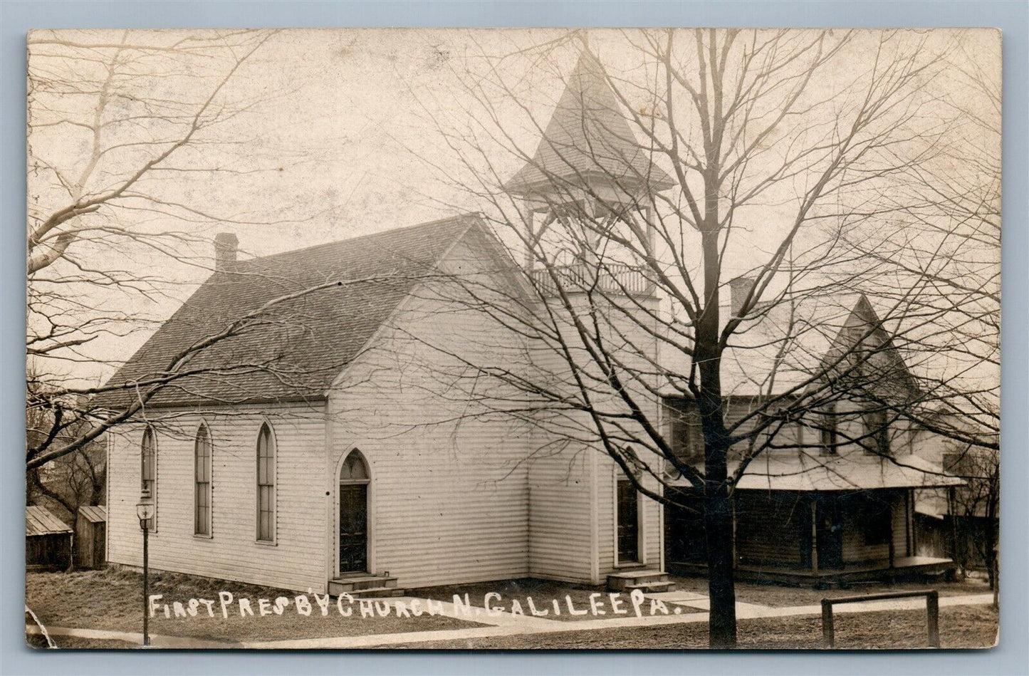 N.GALILEE PA FIRST PRESBYTERIAN CHURCH ANTIQUE REAL PHOTO POSTCARD RPPC