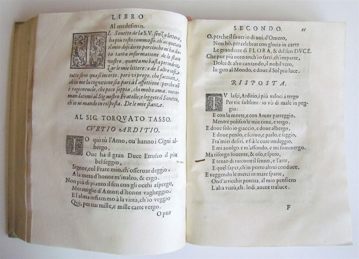 1588 Delle lettere familiari del sig. TORQUATO TASSO antique vellum 16th century