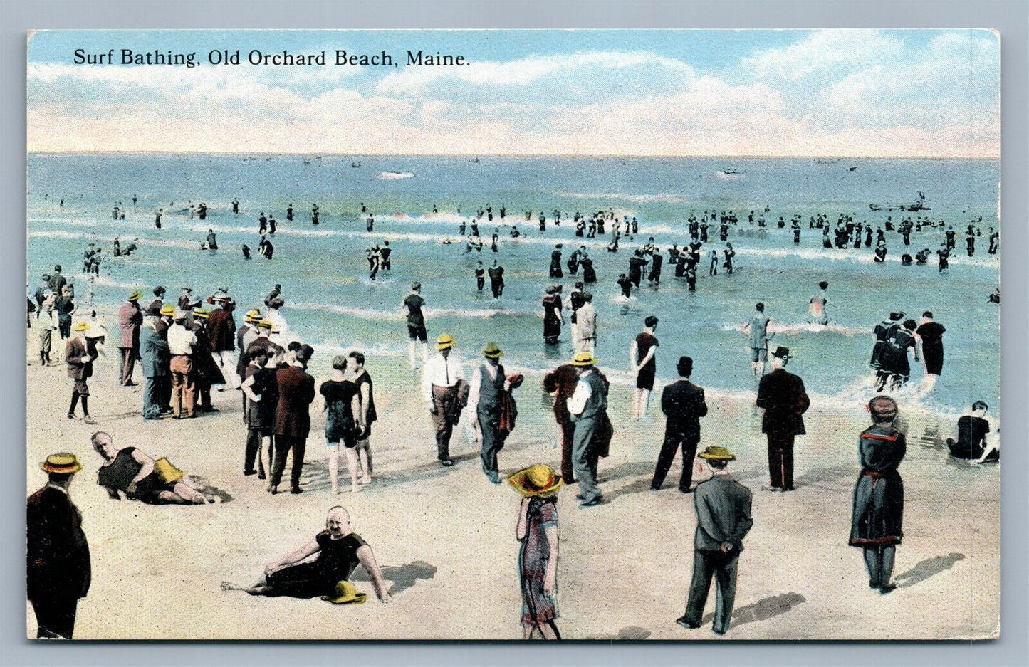 OLD ORCHARD BEACH ME SURF BATHING ANTIQUE POSTCARD
