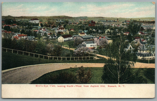 NEWARK NY BIRDS EYE VIEW ANTIQUE POSTCARD