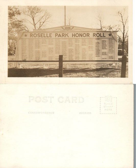 ROSELLE PARK HONOR ROLL N.J. SRPPC REAL PHOTO VINTAGE POSTCARD
