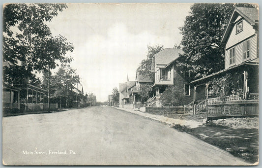 FREELAND PA MAIN STREET 1910 ANTIQUE POSTCARD