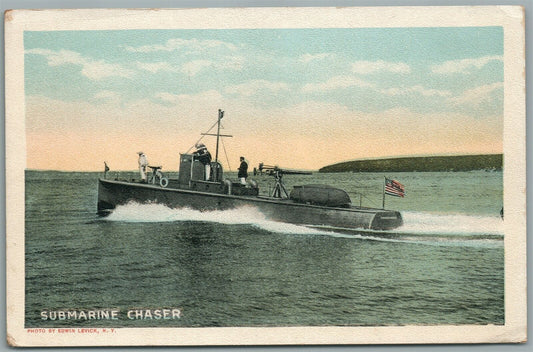 MILITARY SHIP SUBMARINE CHASER ANTIQUE POSTCARD