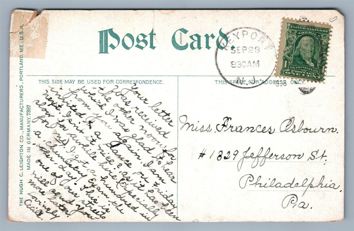 KEYPORT NJ FIRST STREET ANTIQUE POSTCARD