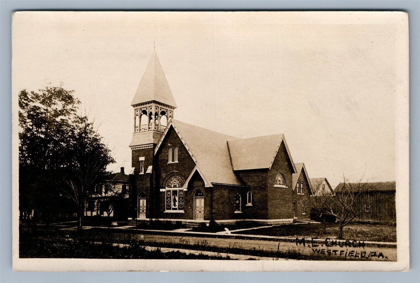 WESTFIELD PA ME CHURCH ANTIQUE REAL PHOTO POSTCARD RPPC