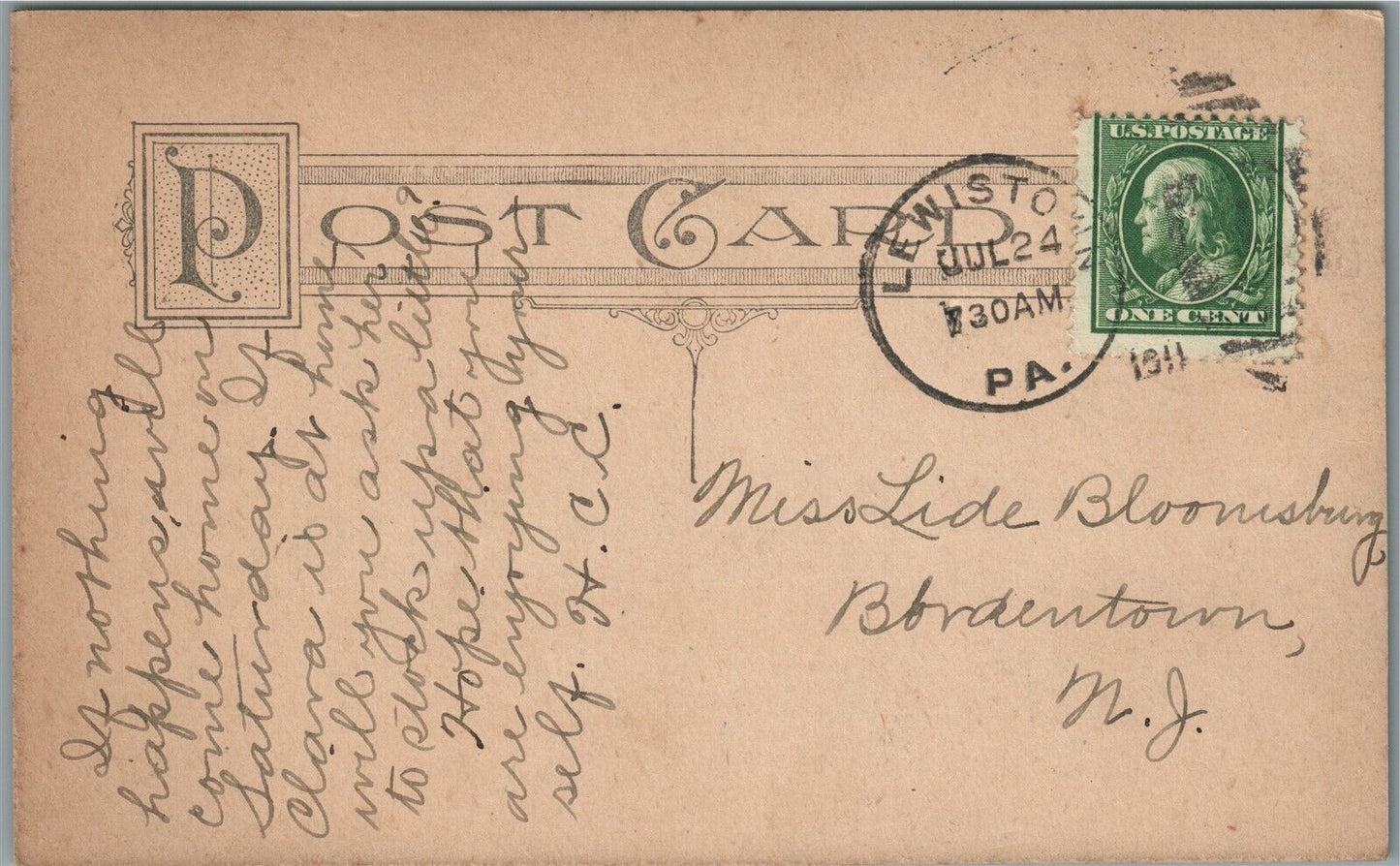 LEWISTON PA THE DIAMOND ANTIQUE POSTCARD