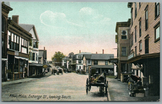 ATHOL MA EXCHANGE STREET ANTIQUE POSTCARD
