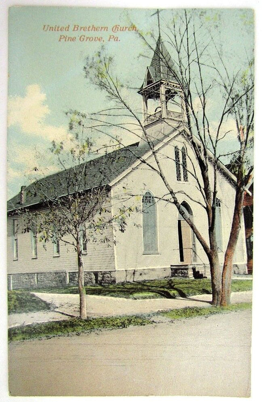ANTIQUE UNUSED POSTCARD UNITED BRETHERN CHURCH PINE GROVE PA