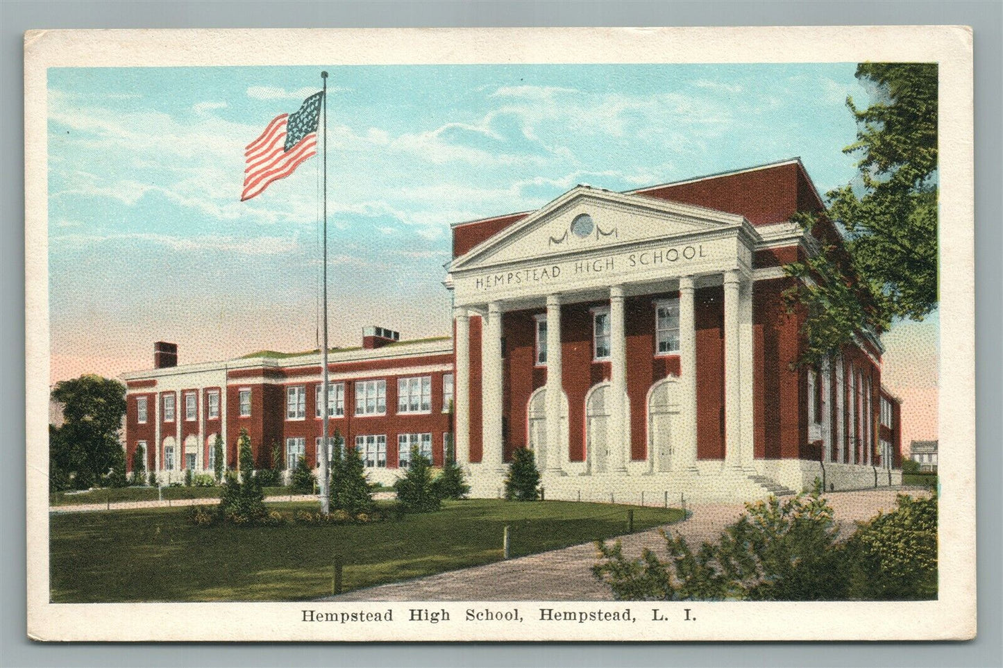 HEMPSTEAD LONG ISLAND NY HIGH SCHOOL ANTIQUE POSTCARD