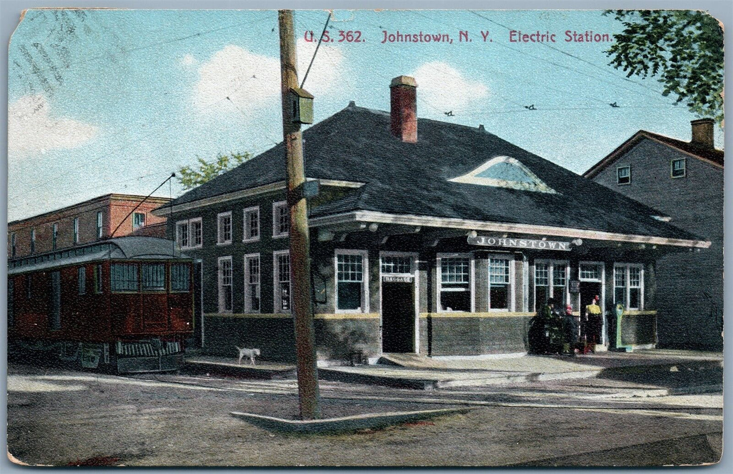 JOHNSTOWN NY ELECTRIC STATION ANTIQUE POSTCARD