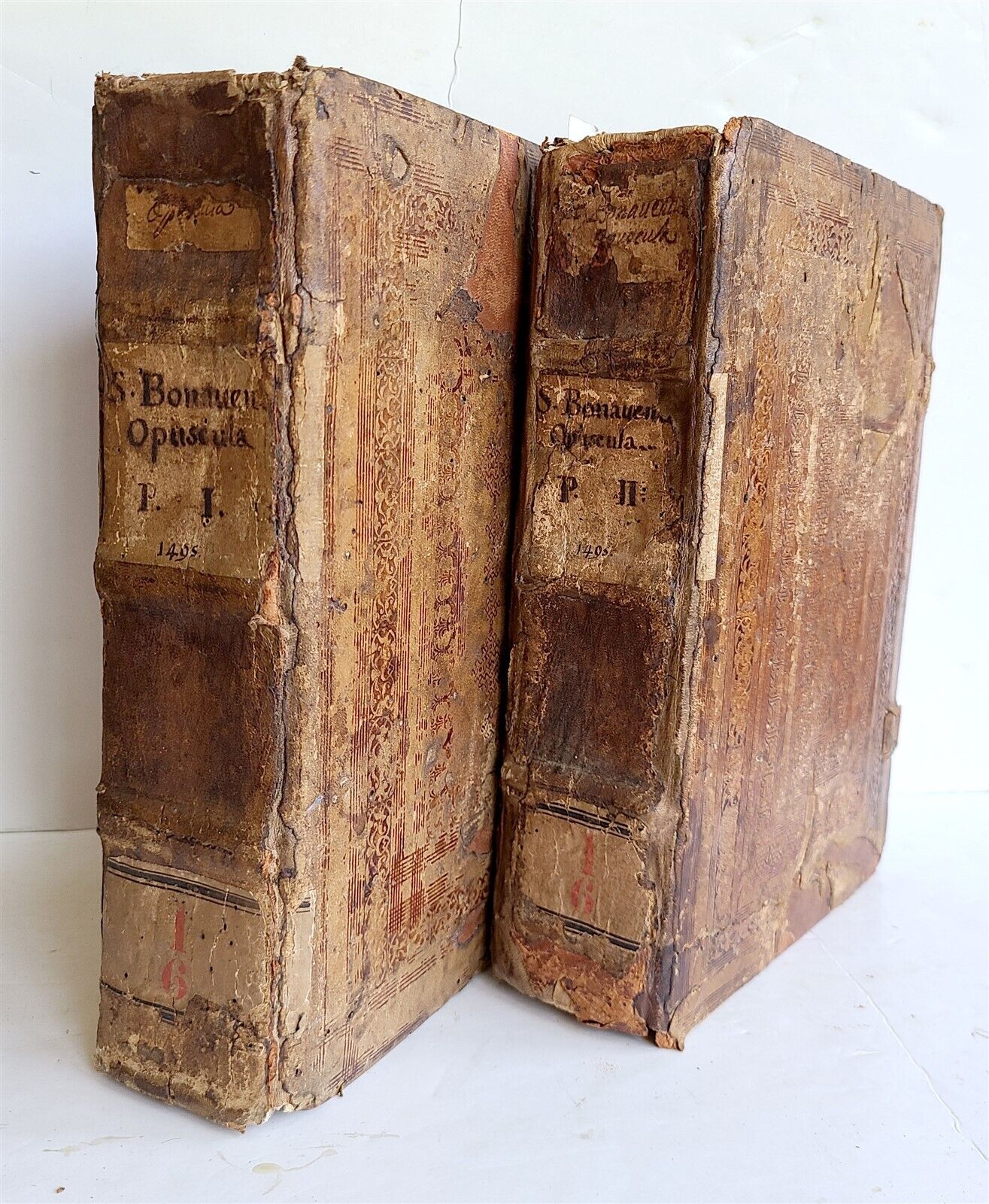 1495 INCUNABULA 2 VOLUMES SET BONAVENTURE antique ILLUSTRATED FOLIOS incunable