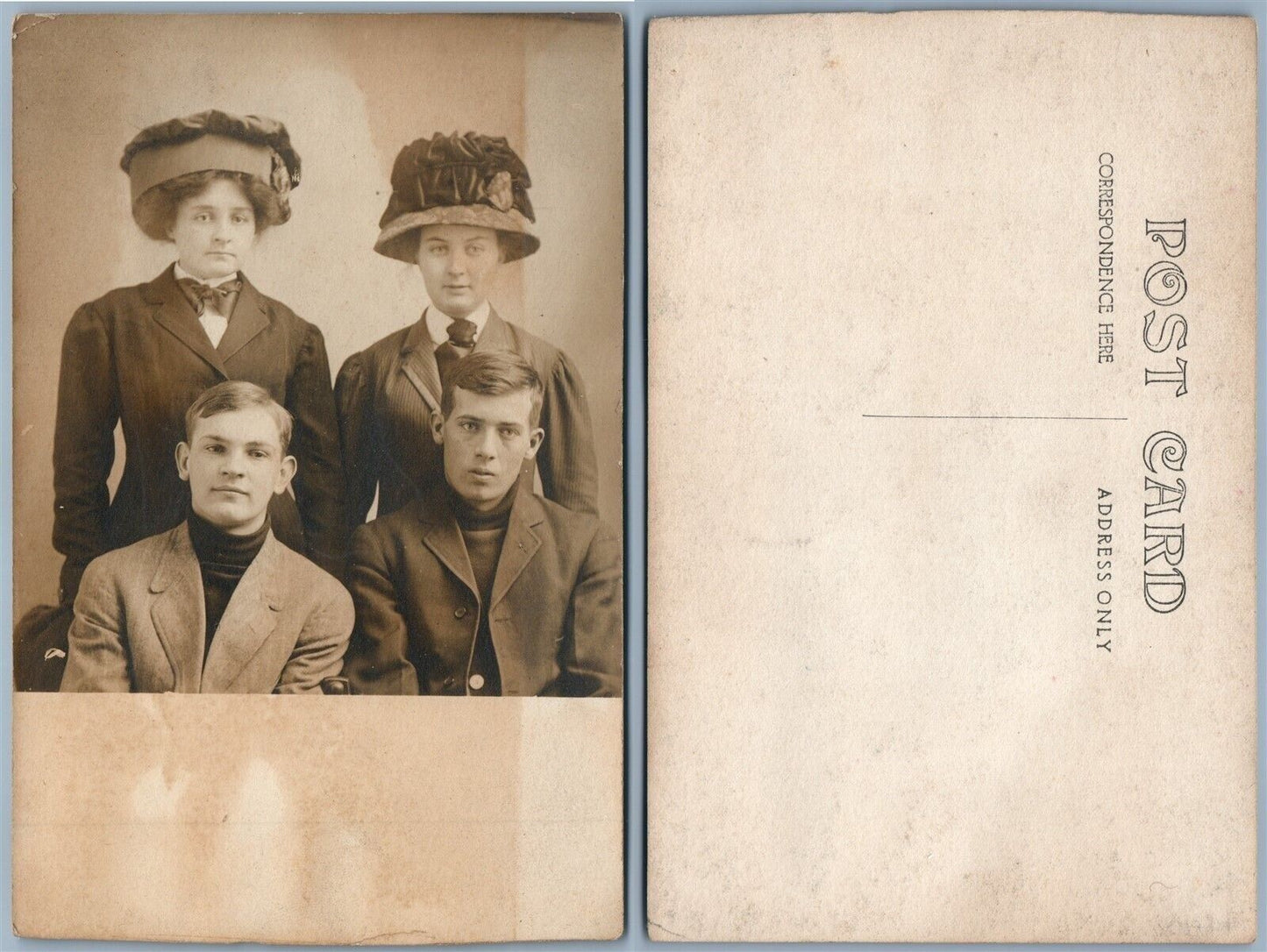 GROUP PHOTO LADIES IN NICE HATS ANTIQUE REAL PHOTO POSTCARD RPPC