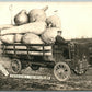 NEBRASKA VEGETABLES EXAGGERATED 1911 ANTIQUE REAL PHOTO POSTCARD RPPC OLD TRUCK