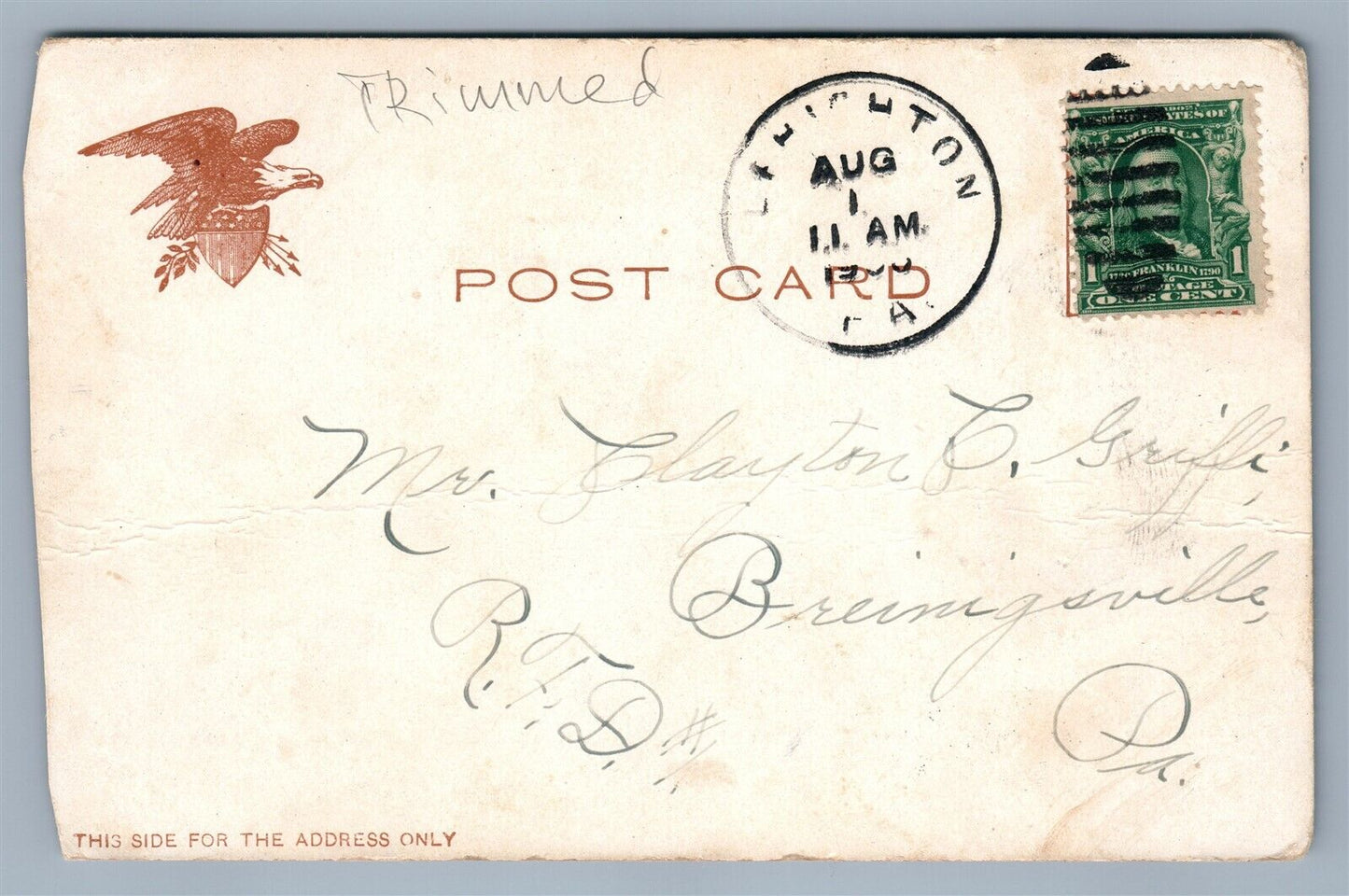 LEHIGHTON PA NORTH 1st STREET ANTIQUE POSTCARD