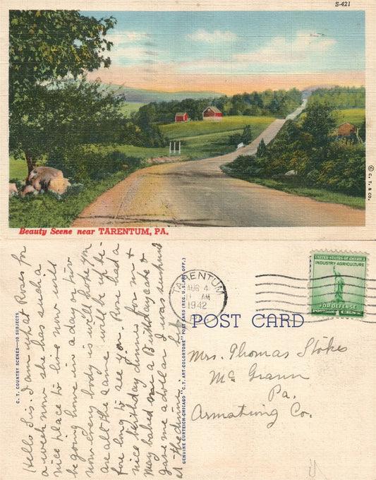 TARENTUM PA 1942 VINTAGE POSTCARD